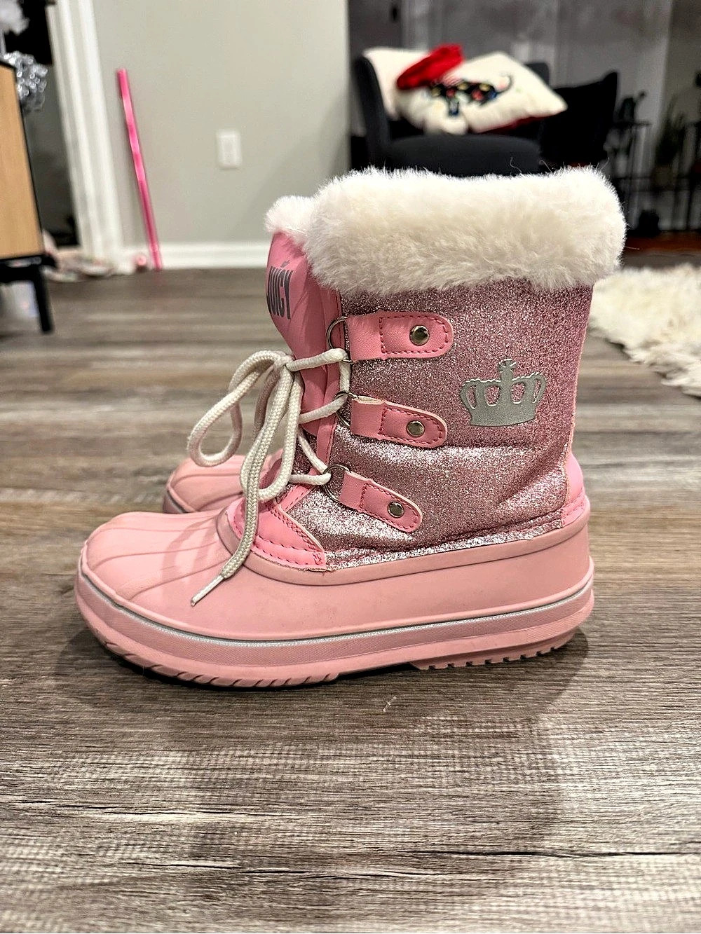 Juicy Couture Kids Glitter Duck Snow Boots Pink Girls US 3